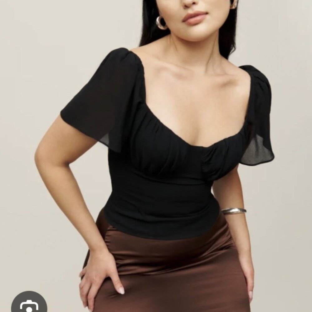 Reformation Delevan Top Black